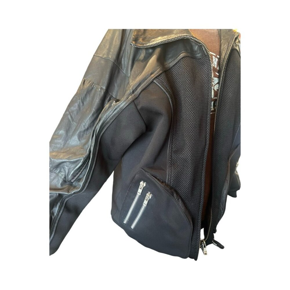 Skingraft Leather and Neoprene Men's Bomber Jacket - Size Large, pre-owned